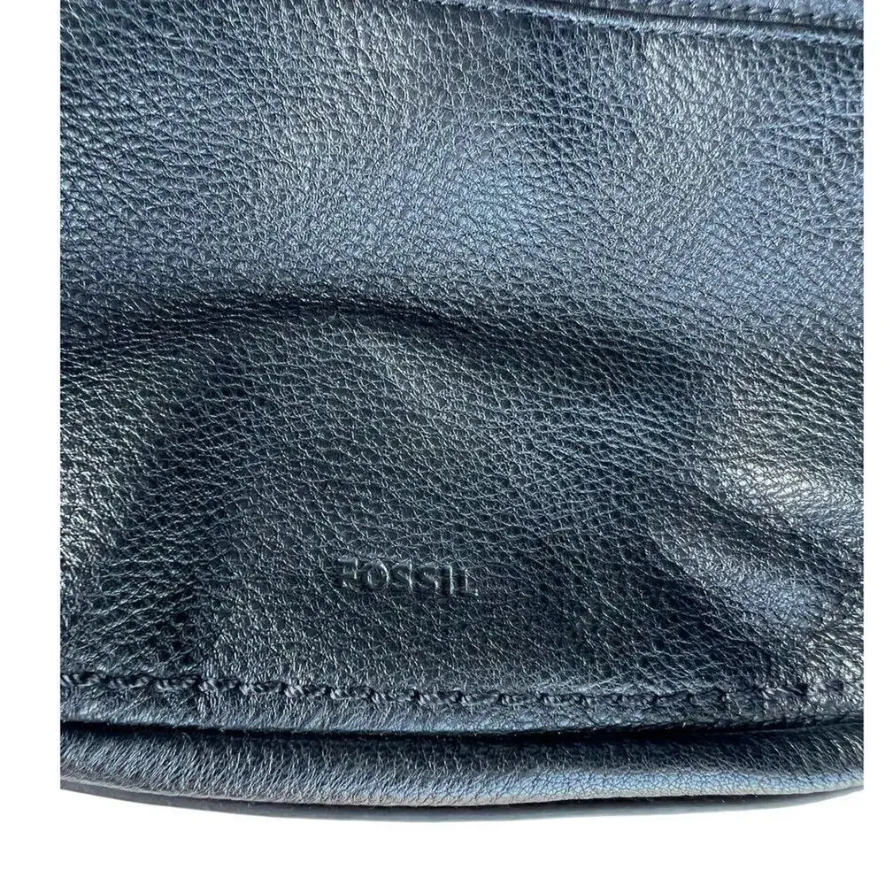 Fossil Black Small Crossbody Shoulder Bag with Double Zipper Compartments